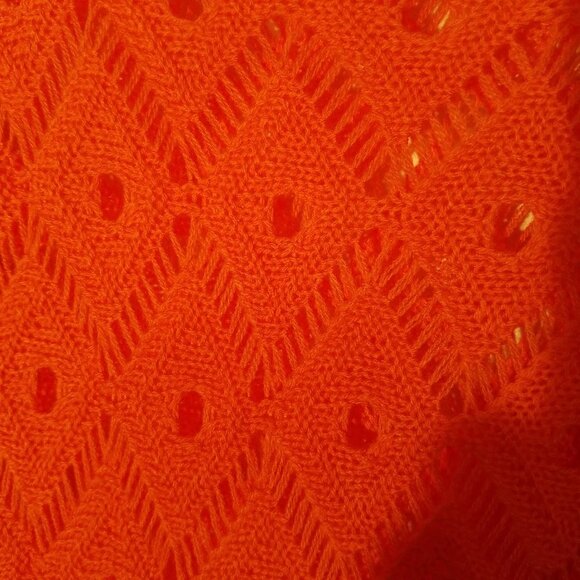 Knitted Orange Fall Halloween Open Weave Long Sleeve Pullover Sweater NWT Medium - Picture 4 of 12